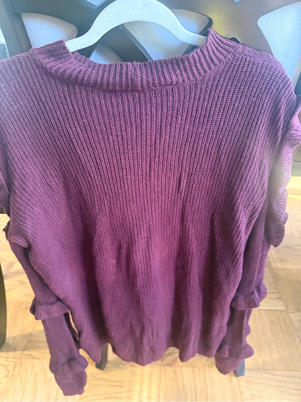 Express Ruffle Cut-out Sweater - Picture 3 of 5